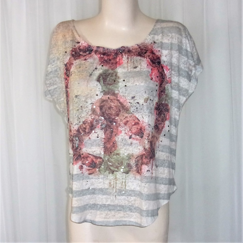 Rock & Republic Oversized Tee Shirt Studded M